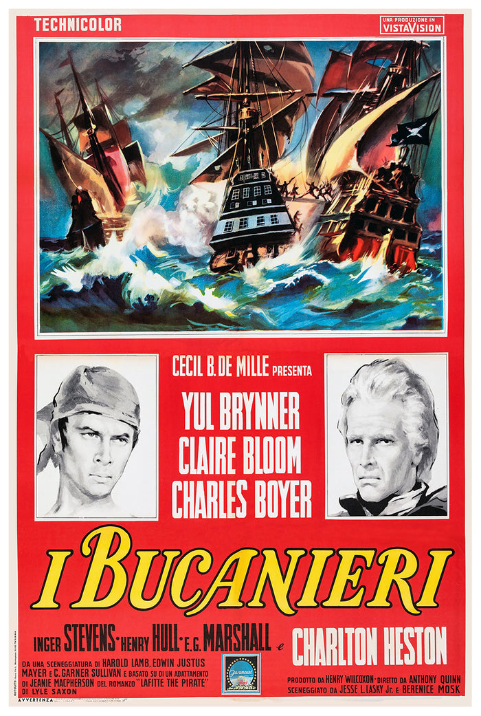 The Buccaneer 1958 - Italy - v1 - Classsic Movie Poster