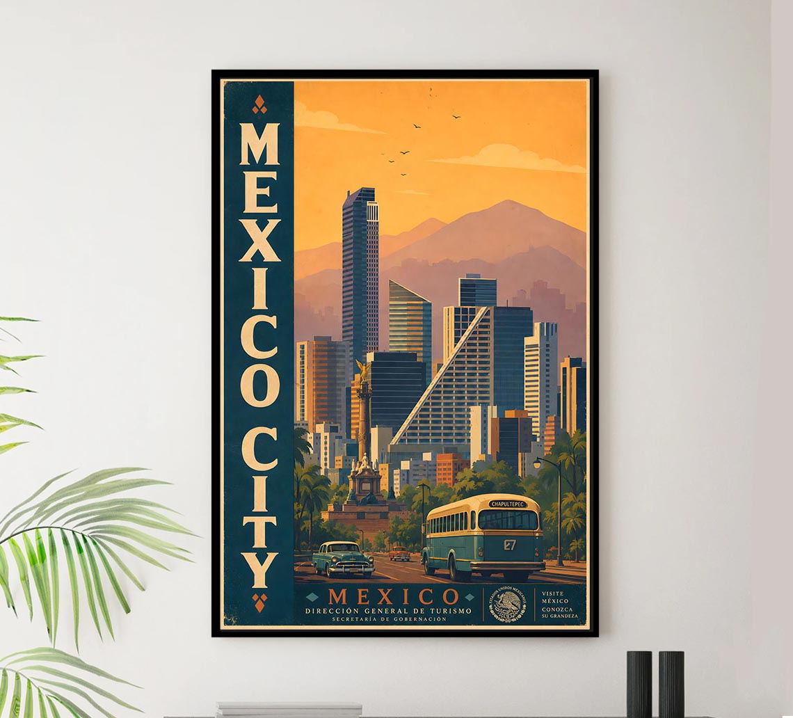 Mexico - Mexico City - Vintage Tourism Travel Poster