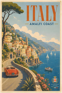Italy - Amalfi Coast 1L - Vintage Tourism Travel Poster
