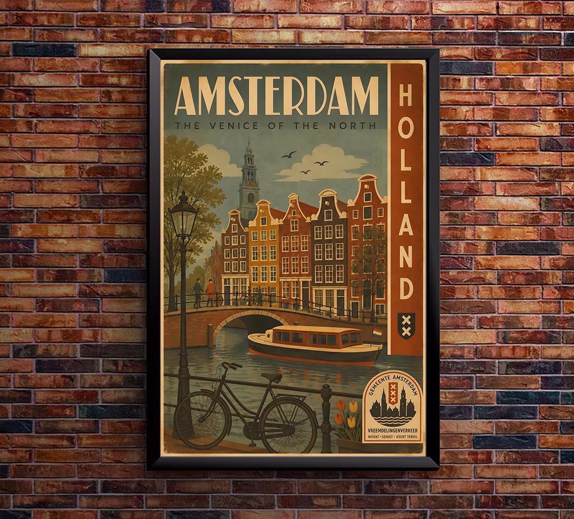 Netherlands - Amsterdam - Vintage Tourism Travel Poster