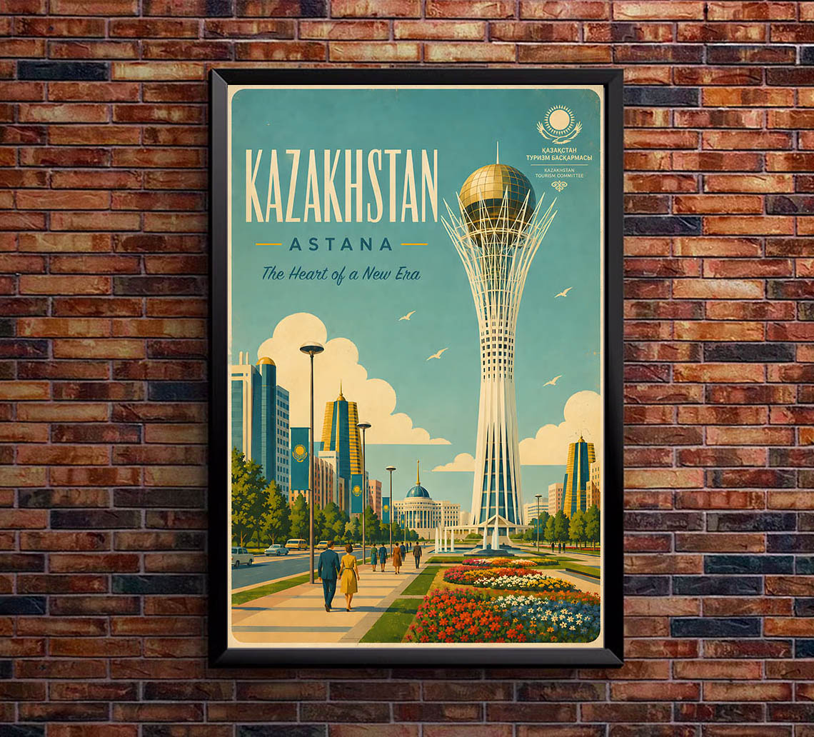 Kazakhstan - Tourism - v1 - Vintage Travel Poster