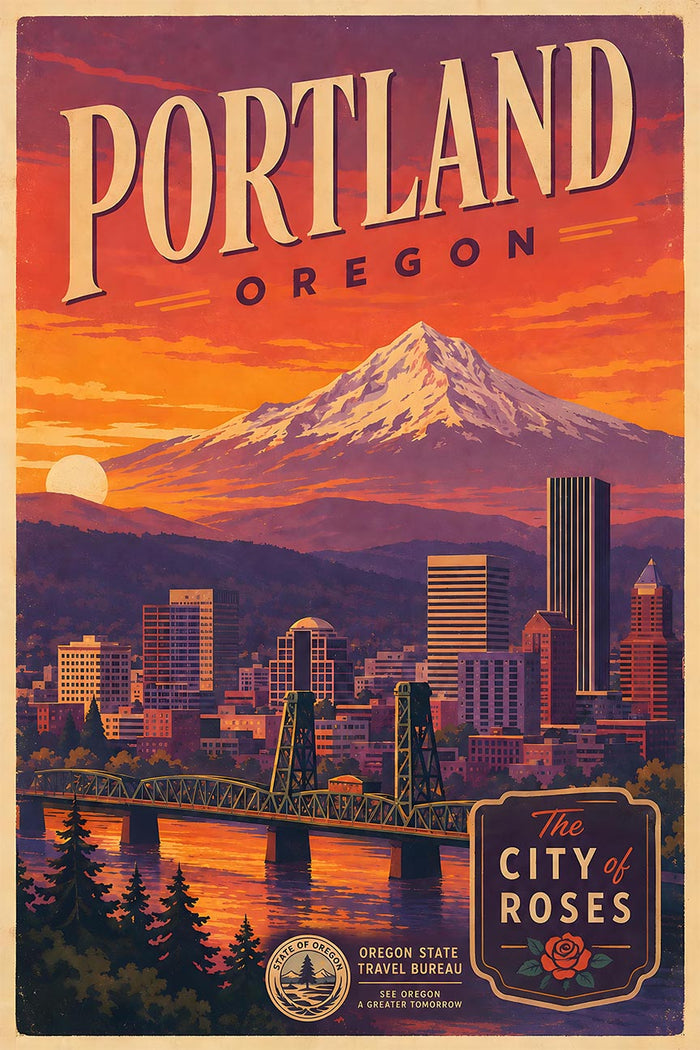 Oregon - Portland - Vintage Tourism Travel Poster
