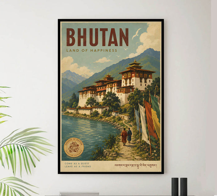 Bhutan - Tourism - v1 - Vintage Travel Poster