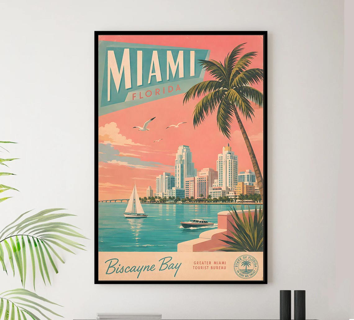 Florida - Miami - Vintage Tourism Travel Poster