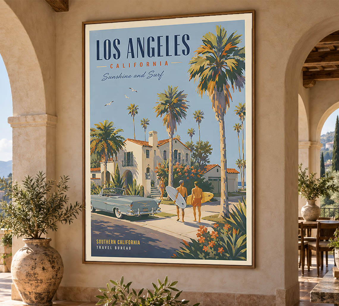 California - Los Angeles - Vintage Tourism Travel Poster