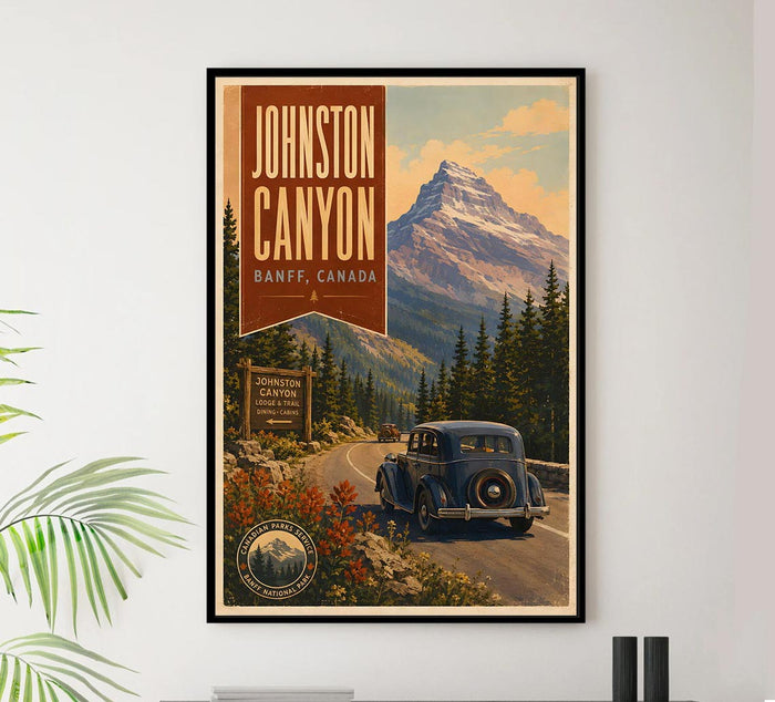 Canada - Johnson Canyon - Vintage Tourism Travel Poster