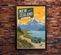 New Zealand - Mt Cook - Vintage Tourism Travel Poster