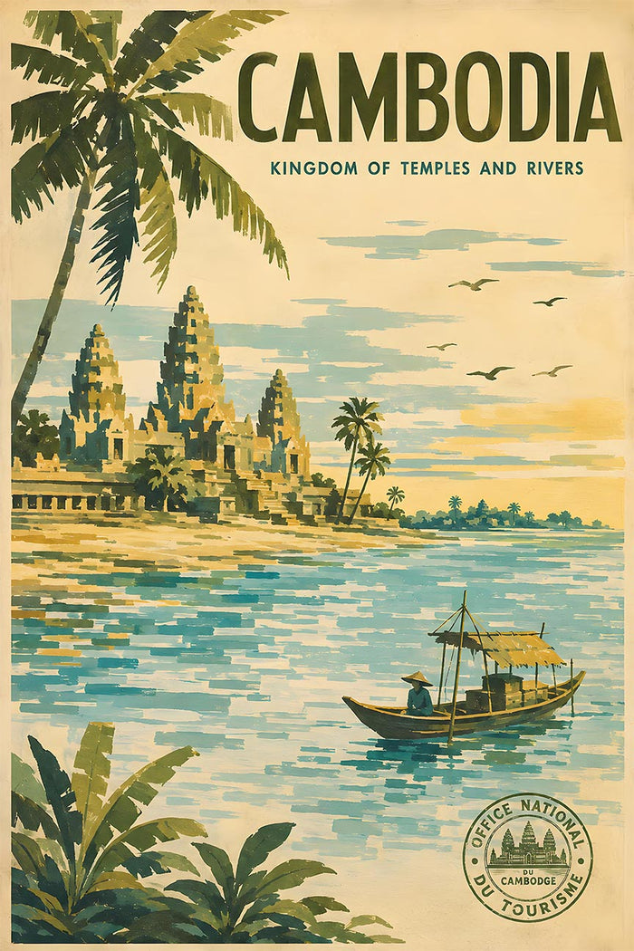 Cambodia - National Tourist Office - Vintage Tourism Travel Poster
