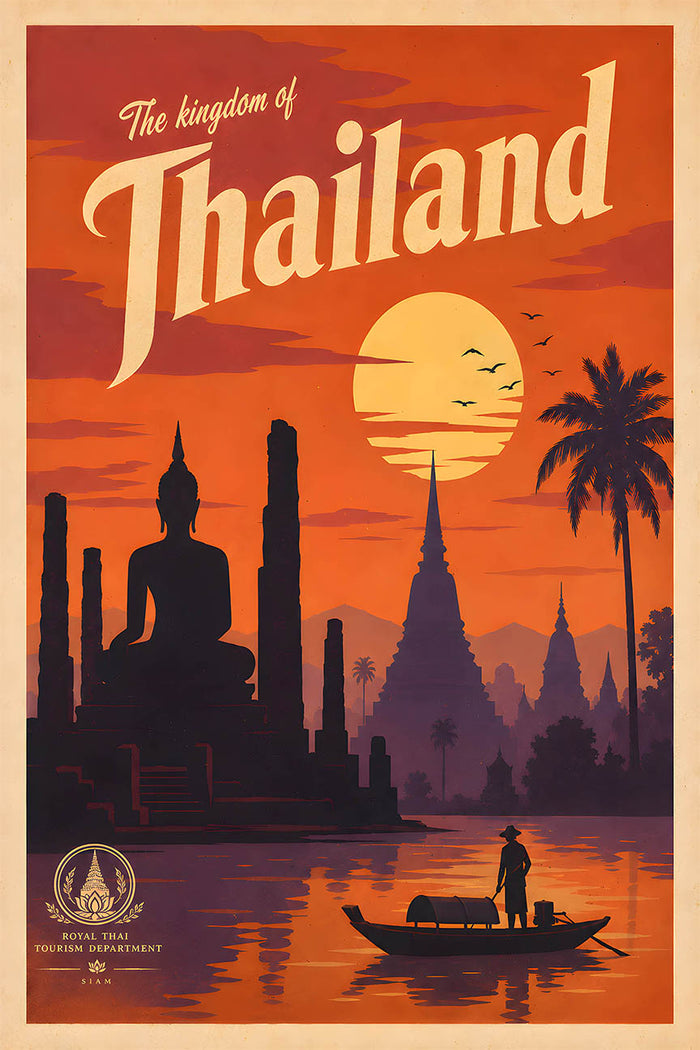 Thailand - Sunset - Tourism - v1 - Vintage Travel Poster