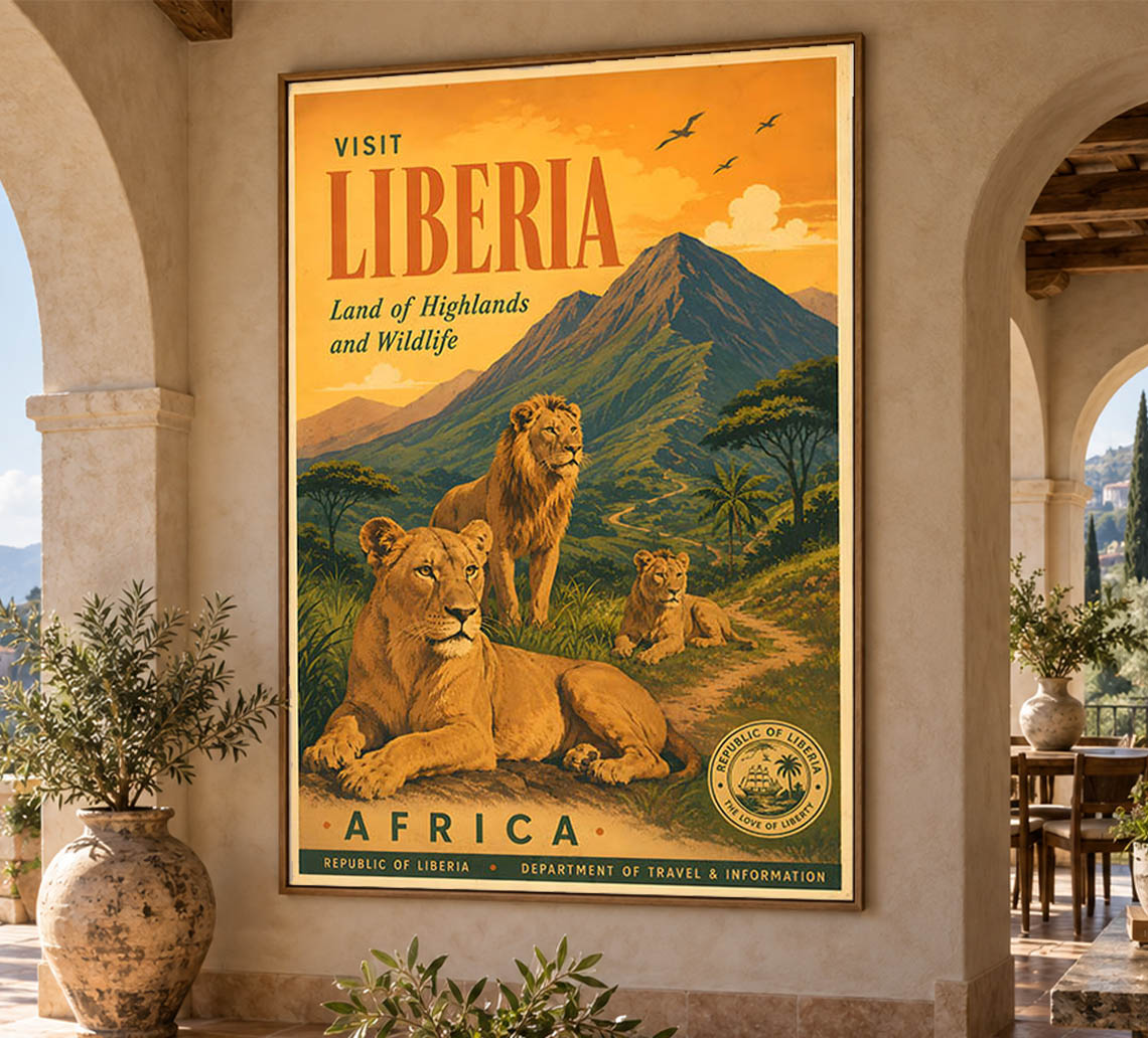 Africa - Liberia - Vintage Tourism Travel Poster