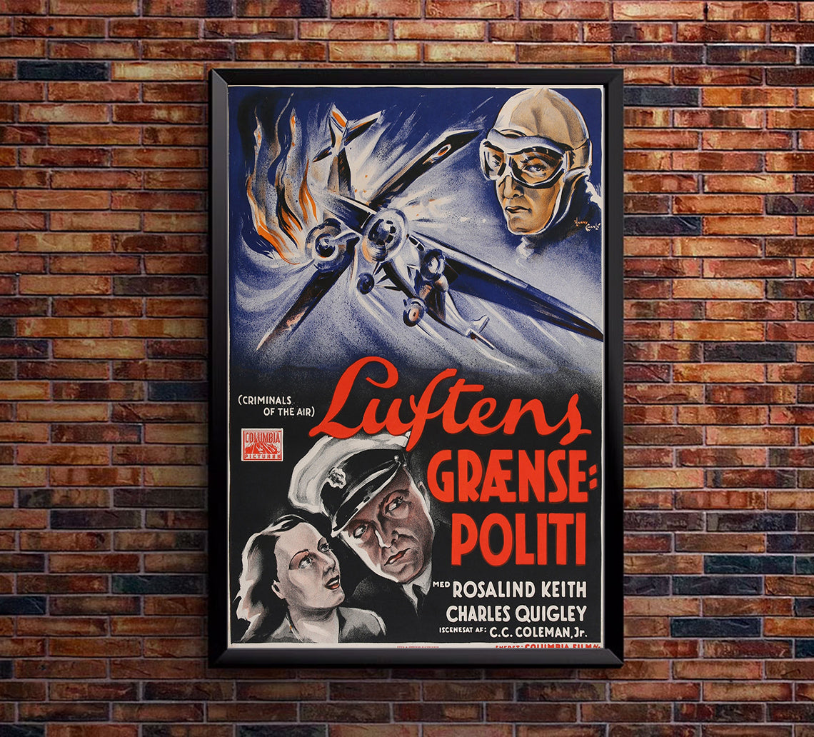 Criminals of the Air 1937 - Rita Hayworth - Denmark - Classic Movie Poster