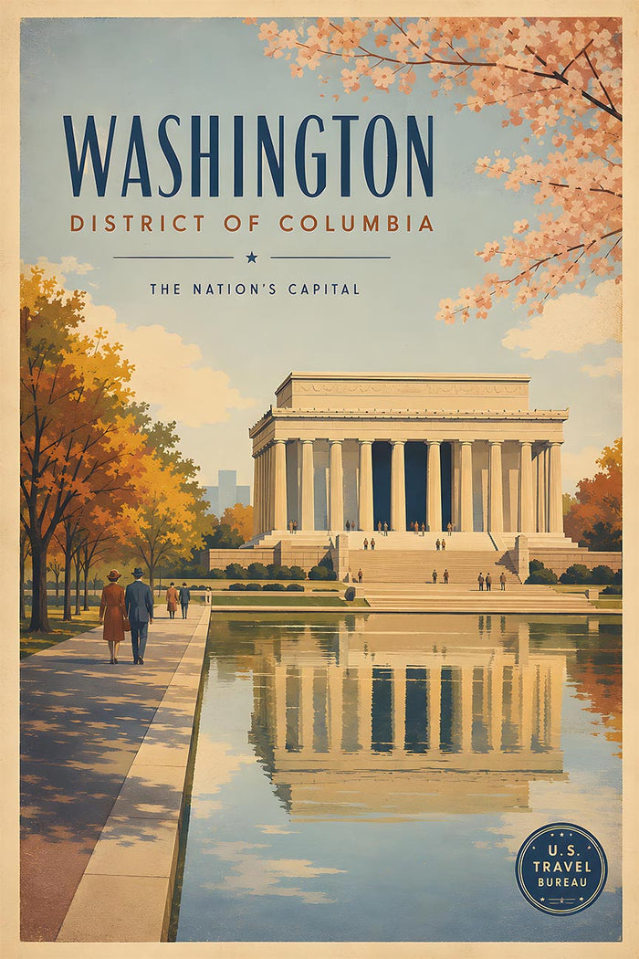 Columbia - Washington D.C. - Vintage Tourism Travel Poster
