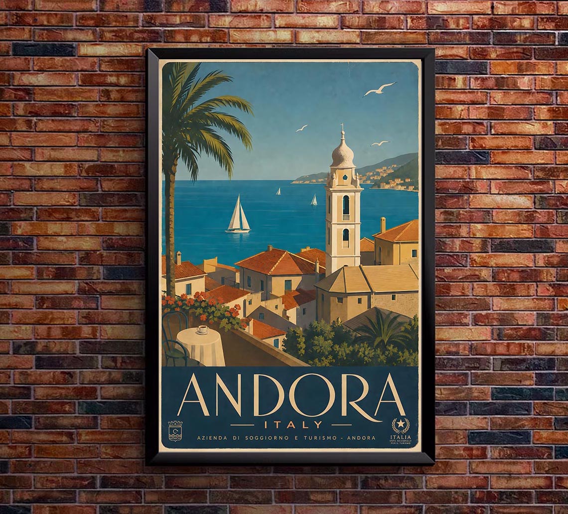 Italy - Andora - Vintage Tourism Travel Poster