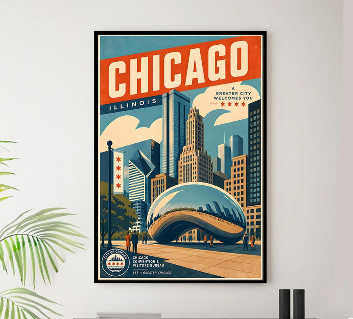 US - Chicago - Vintage Tourism Travel Poster