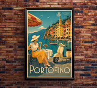 Italy - Portofino - Vintage Tourism Travel Poster