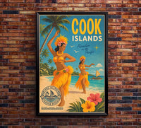 New Zealand - Cook Islands - Vintage Tourism Travel Poster