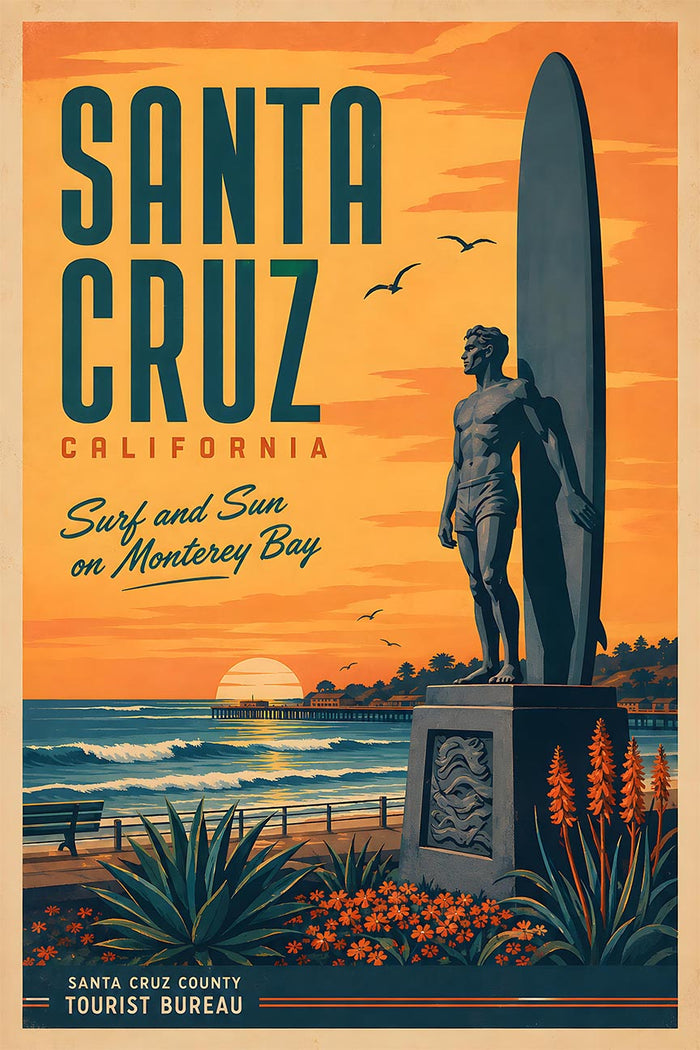 California - Santa Cruz - Vintage Tourism Travel Poster