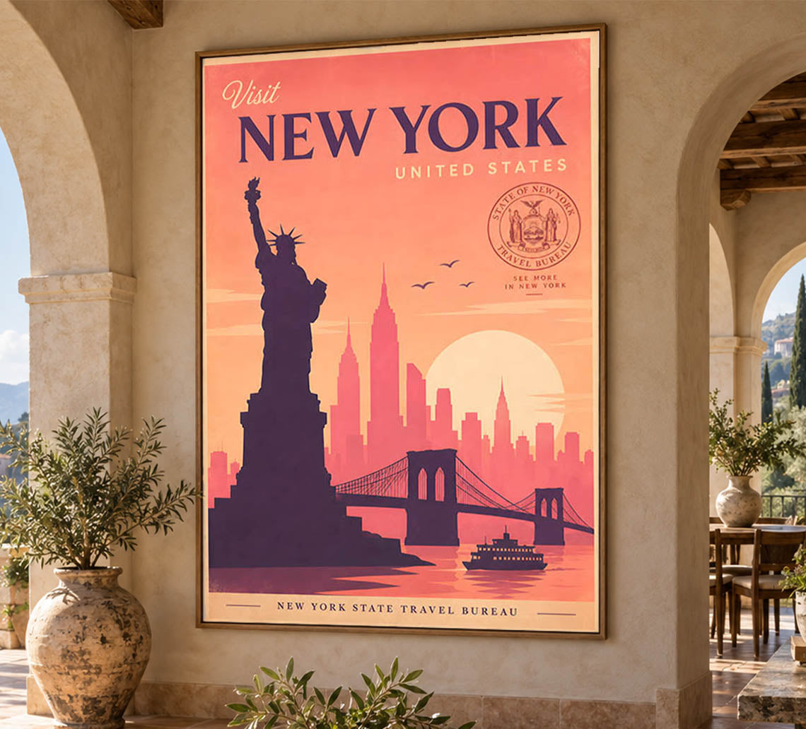 New York - Travel New York v2 - Vintage Tourism Travel Poster