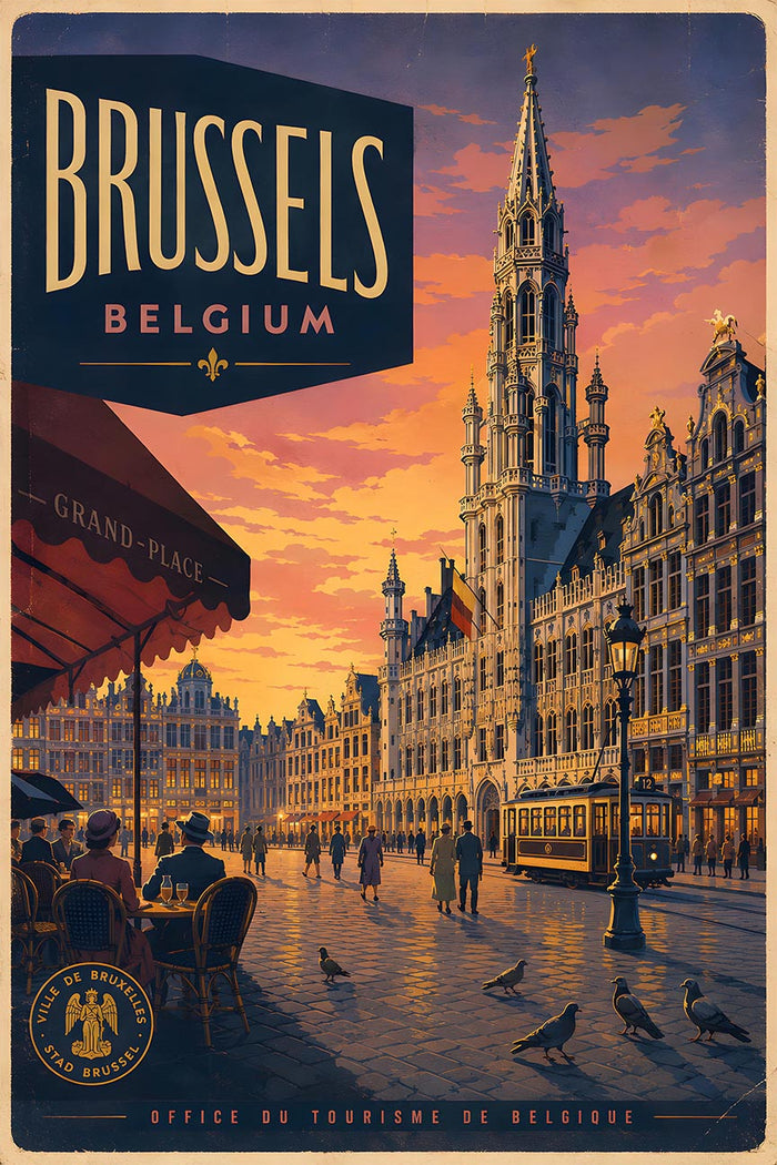Belgium - Brussels - Vintage Tourism Travel Poster