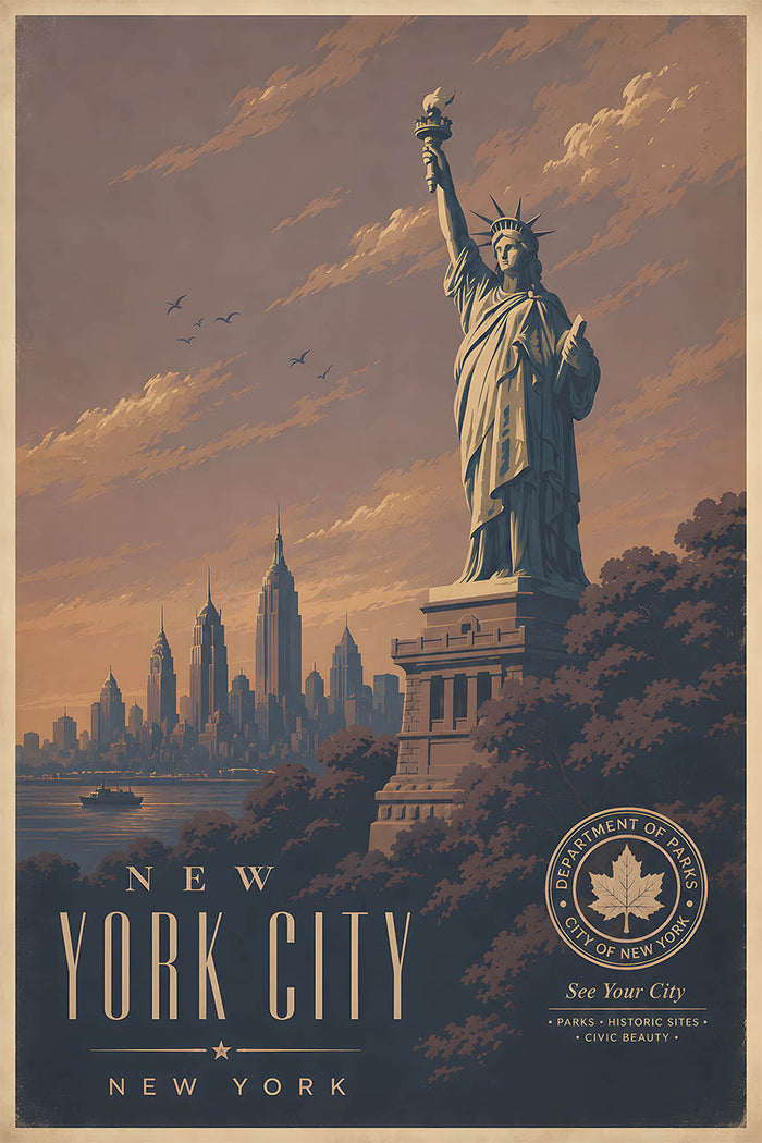 New York City - Tourism - v1 - Vintage Travel Poster