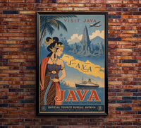 Indonesia - Visit Java - Vintage Tourism Travel Poster