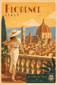 Italy - Florence 2 - Vintage Tourism Travel Poster