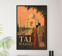 India - Taj Mahal - Vintage Tourism Travel Poster
