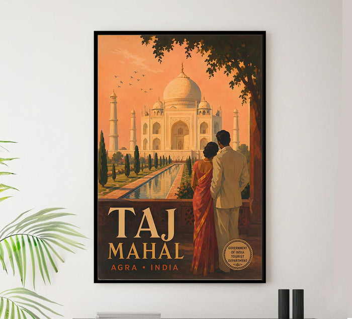 India - Taj Mahal - Vintage Tourism Travel Poster