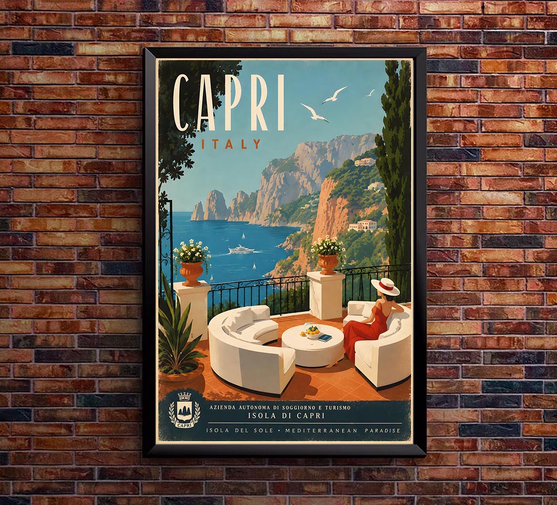 Italy - Capri - Vintage Tourism Travel Poster