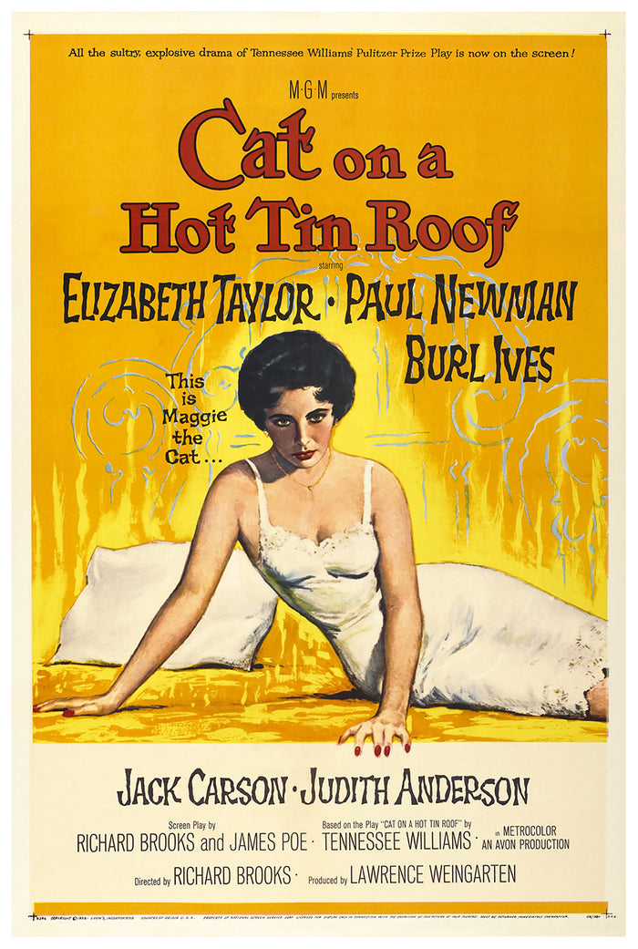 Cat on a Hot Tin Roof 1958 - Paul Newman - US - Classic Movie Poster
