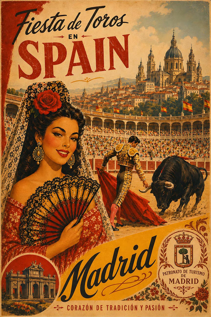 Spain - Madrid - Vintage Tourism Travel Poster