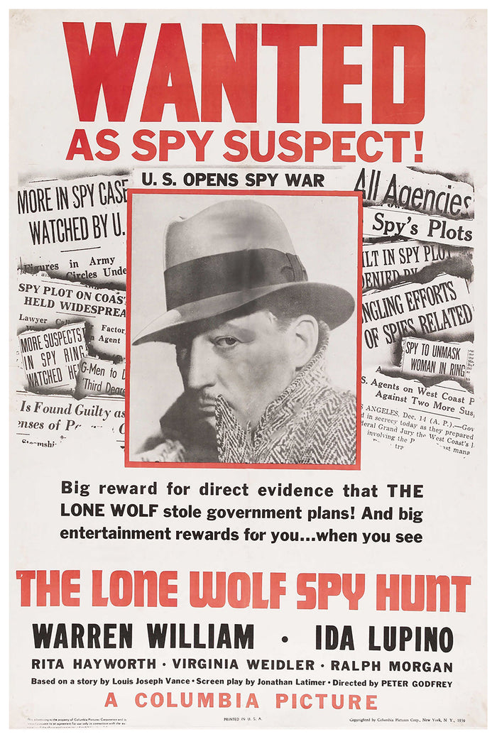 The Lone Wolf Spy Hunt 1939 - Rita Hayworth - US - Classic Movie Poster