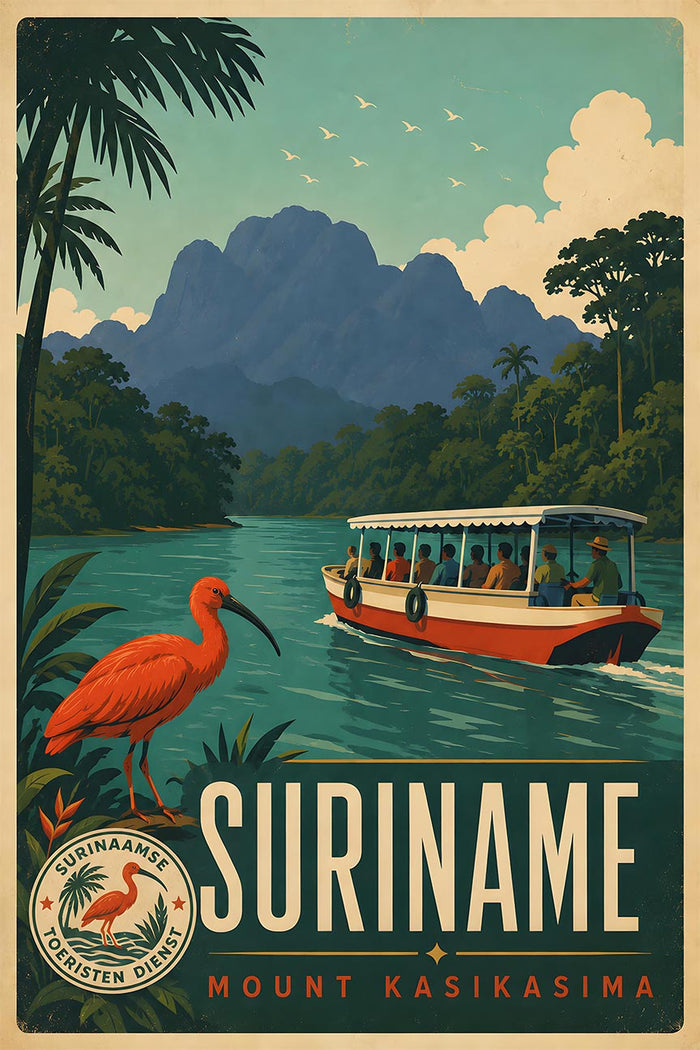 Suriname - Mount Kasishma - Vintage Tourism Travel Poster