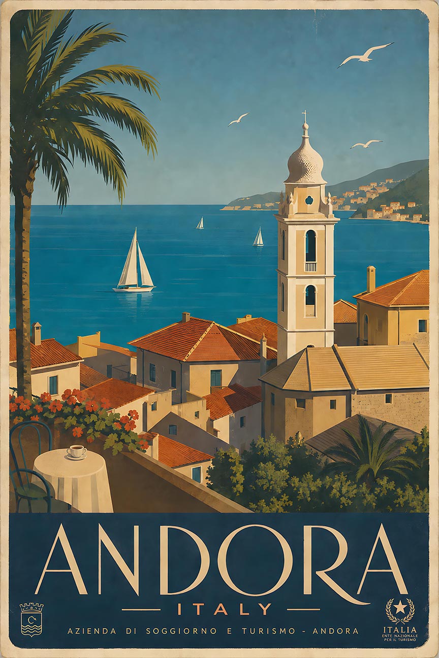 Italy - Andora - Vintage Tourism Travel Poster