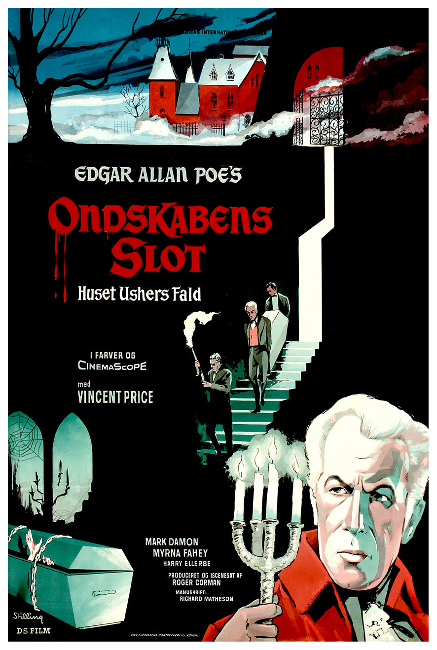House of Usher 1960 - Denmark - v1 - Classic Movie Poster