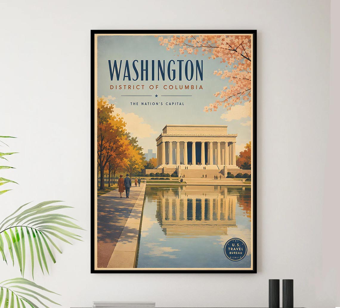 Columbia - Washington D.C. - Vintage Tourism Travel Poster