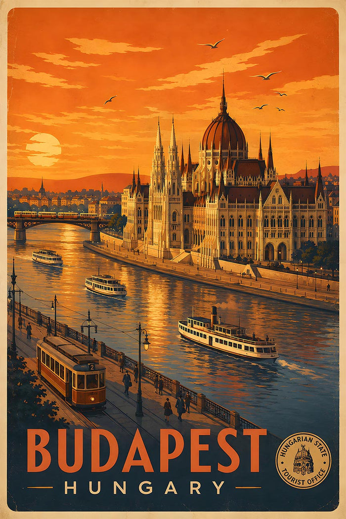 Hungary - Budapest - Vintage Tourism Travel Poster
