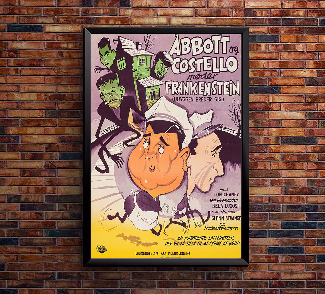 Bud Abbott Lou Costello Meet Frankenstein 1948 - Denmark - v2 - Classic Movie Poster