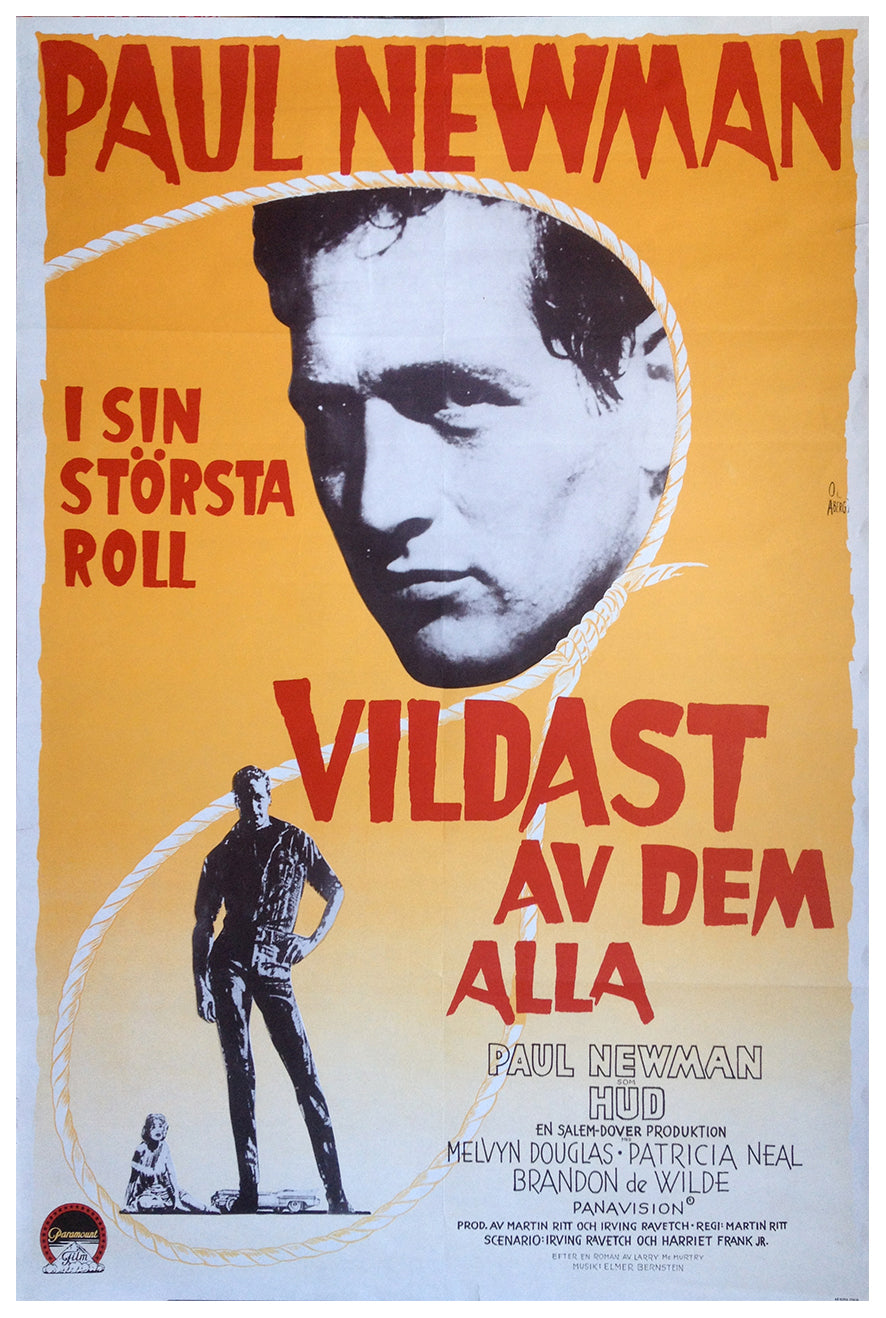 Hud 1963 - Paul Newman - Sweden - Classic Movie Poster