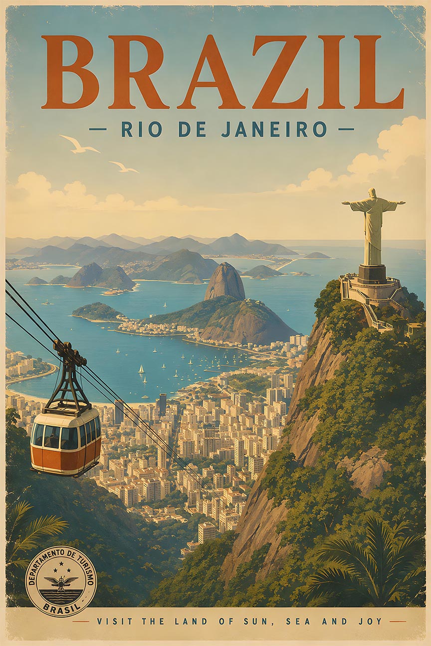 Brazil - Rio de Janeiro - Vintage Tourism Travel Poster