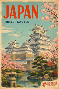 Japan - Himeji Castle v1 - Vintage Tourism Travel Poster