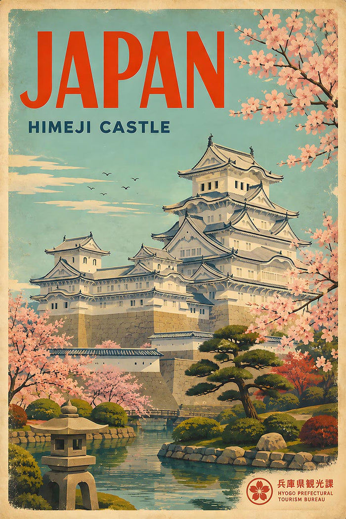 Japan - Himeji Castle v1 - Vintage Tourism Travel Poster