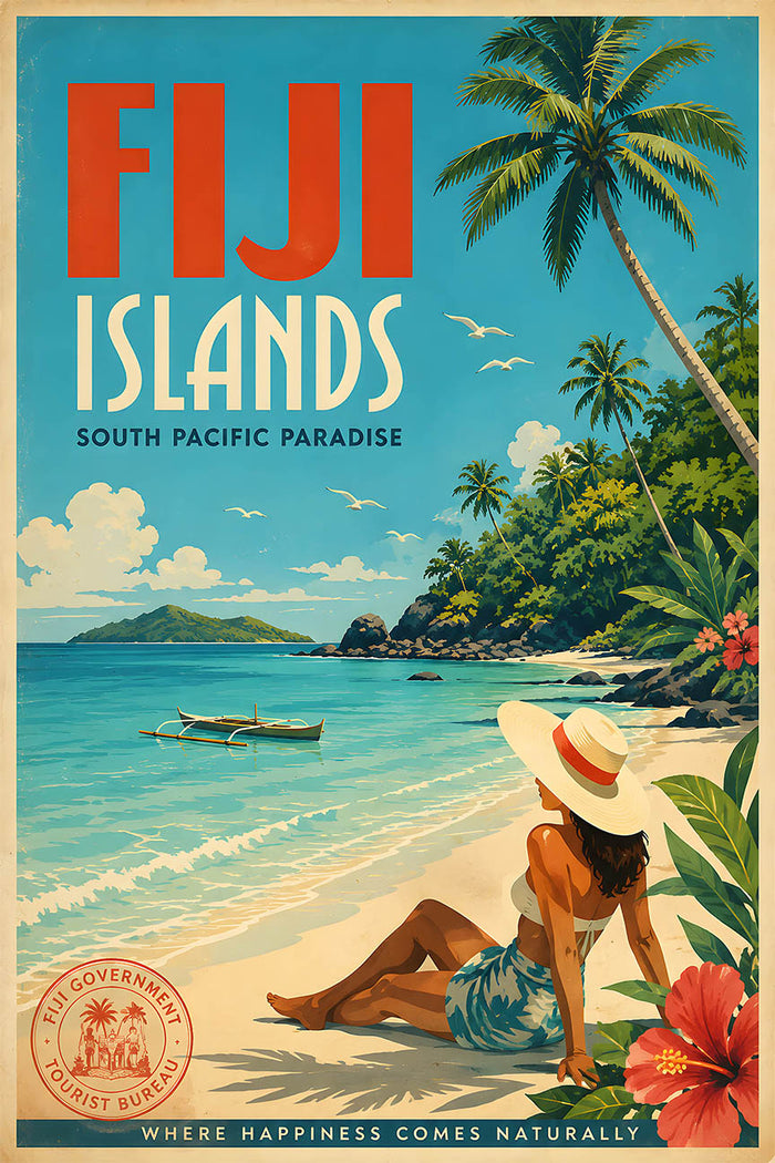 Fiji Islands - Tourism - v1 - Vintage Travel Poster