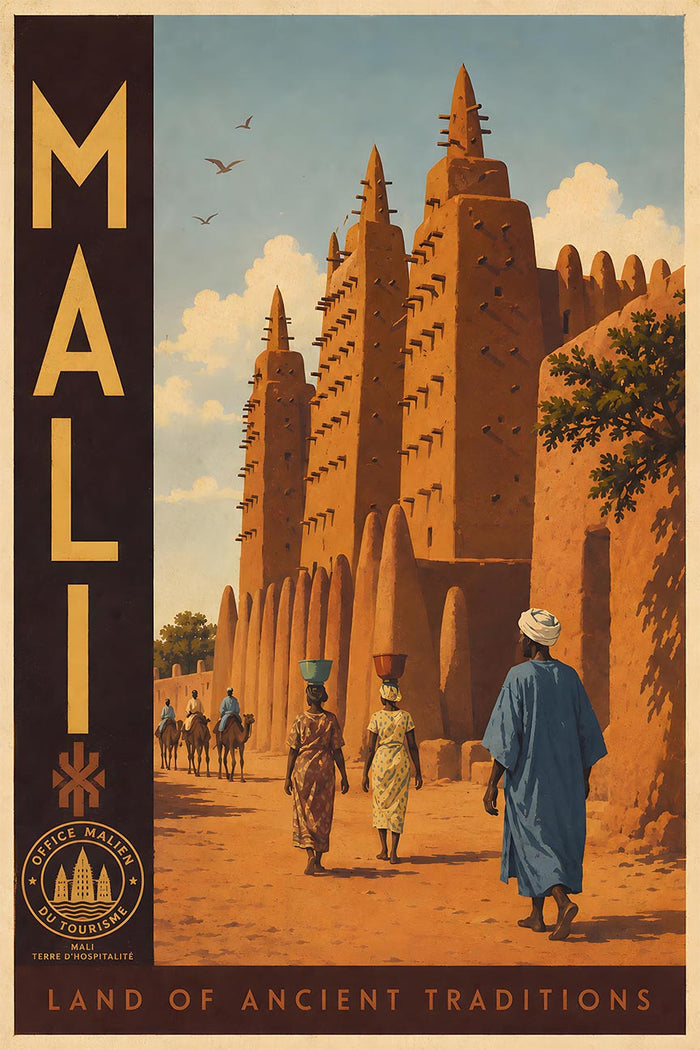 Mali - Africa - Vintage Tourism Travel Poster