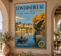 France - Fontainebleau - Vintage Tourism Travel Poster