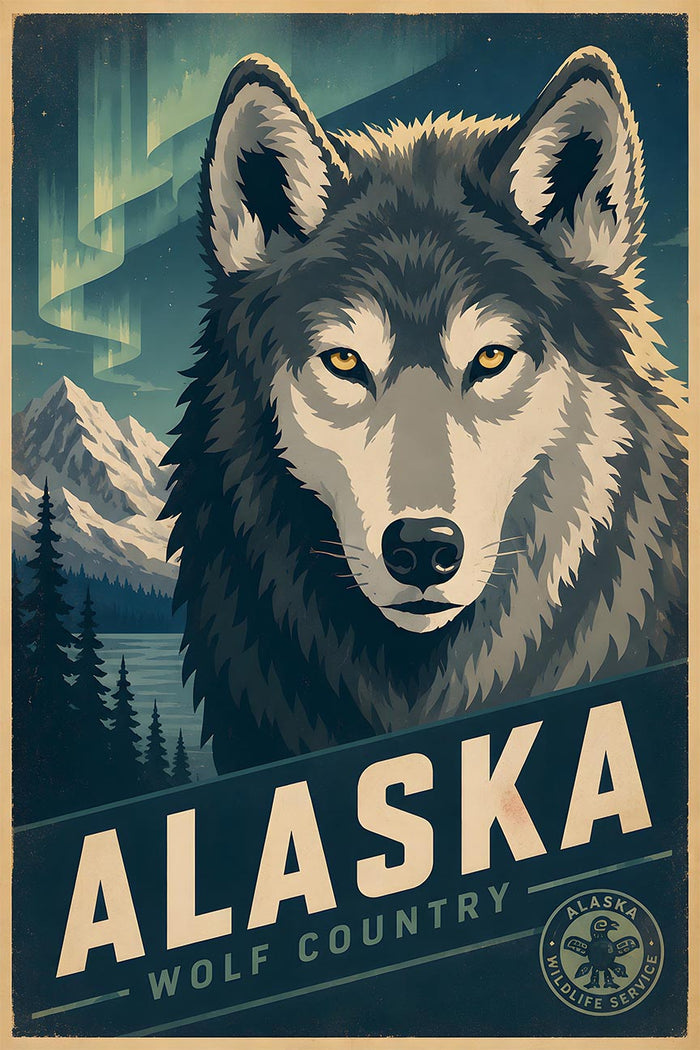 Alaska - Wolf Country - Vintage Tourism Travel Poster
