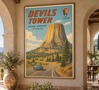 Wyonming - Devil s Tower v2 - Vintage Tourism Travel Poster