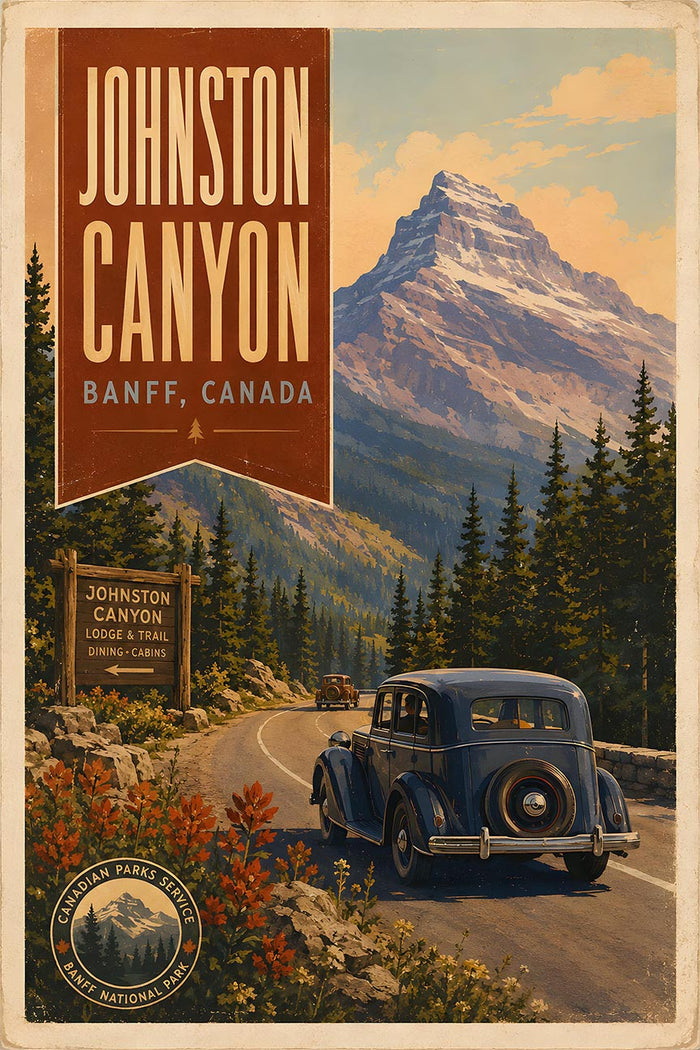 Canada - Johnson Canyon - Vintage Tourism Travel Poster