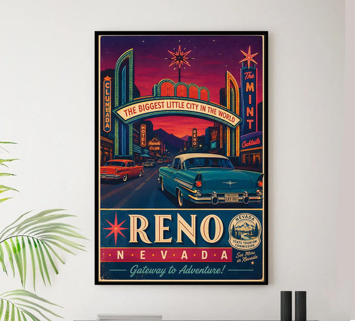 Nevada - Reno - Vintage Tourism Travel Poster