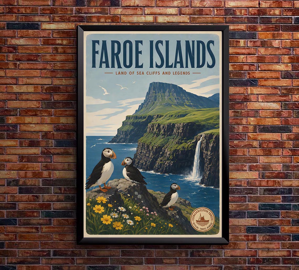 Denmark - Faroe Islands - Vintage Tourism Travel Poster